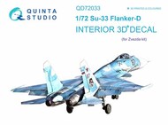  Quinta Studio  1/72 Sukhoi Su-33 3D-Printed & coloured Interior on decal paper OUT OF STOCK IN US, HIGHER PRICED SOURCED IN EUROPE QTSQD72033
