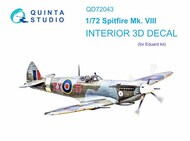  Quinta Studio  1/72 Supermarine Spitfire Mk.VIII 3D-Printed & coloured Interior on decal paper QTSQD72043