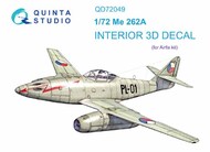  Quinta Studio  1/72 Messerschmitt Me.262A-2A 3D-Printed & coloured Interior on decal paper QTSQD72049