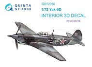  Quinta Studio  1/72 Yakovlev Yak-9D 3D-Printed & coloured Interior on decal paper OUT OF STOCK IN US, HIGHER PRICED SOURCED IN EUROPE QTSQD72056