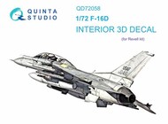  Quinta Studio  1/72 Lockheed-Martin F-16D 3D-Printed & coloured Interior on decal paper QTSQD72058