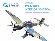  Quinta Studio  1/72 Junkers Ju.87D/G Stuka 3D-Printed & coloured Interior on decal paper OUT OF STOCK IN US, HIGHER PRICED SOURCED IN EUROPE QTSQD72059