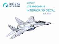  Quinta Studio  1/72 Mikoyan MiG-29 9-12 3D-Printed & coloured Interior on decal paper QTSQD72071