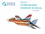  Quinta Studio  1/72 Mikoyan MiG-29A NATO 3D-Printed & coloured Interior on decal paper QTSQD72072