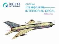 Quinta Studio  1/72 Interior 3D Decal - MiG-21PFM Fishbed Emerald Panels (EDU kit) QTSQD72108