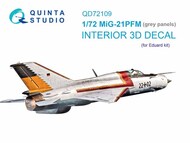  Quinta Studio  1/72 Interior 3D Decal - MiG-21PFM Fishbed Grey Panels (EDU kit) QTSQD72109