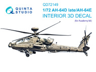  Quinta Studio  1/72 Bell/Boeing AH-64D late/AH-64E 3D-Printed & coloured Interior OUT OF STOCK IN US, HIGHER PRICED SOURCED IN EUROPE QTSQD72149