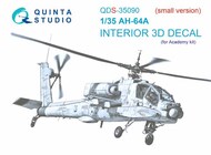  Quinta Studio  1/35 Boeing/Hughes AH-64A 3D-Printed & coloured Interior on decal paper QTSQDS35090