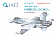 Quinta Studio  1/48 McDonnell-Douglas F/A-18E 3D-Printed & coloured Interior on decal paper OUT OF STOCK IN US, HIGHER PRICED SOURCED IN EUROPE QTSQDS48277