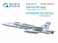  Quinta Studio  1/48 McDonnell-Douglas F/A-18C early 3D-Printed & coloured Interior on decal paper QTSQDS48279