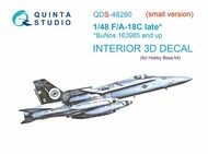  Quinta Studio  1/48 McDonnell-Douglas F/A-18C late 3D-Printed & coloured Interior on decal paper QTSQDS48280