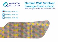  Quinta Studio  1/72 German WWI 5-Colour Lozenge (lower surface) OUT OF STOCK IN US, HIGHER PRICED SOURCED IN EUROPE QTSQL72002