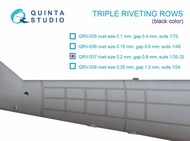 Triple riveting rows (rivet size 0.20 mm, gap 0.8 mm, suits 1/32 scale), Black color, total length 3.7 m/12 ft OUT OF STOCK IN US, HIGHER PRICED SOURCED IN EUROPE #QTSQRV037