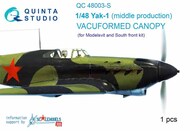  Quinta Studio  1/48 Vacuformed Canopy - Yak-1 Mid Production (MDV/SFT kit) QTSQC48003-S