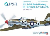  Quinta Studio  1/32 North-American P-51D Mustang (Early) 3D-Printed & coloured Interior on decal paper QTSQD32005