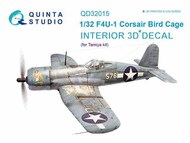 Quinta Studio  1/32 Vought F4U-1 Corsair (Bird cage) 3D-Printed & coloured Interior on decal paper OUT OF STOCK IN US, HIGHER PRICED SOURCED IN EUROPE QTSQD32015