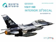 Quinta Studio  1/32 Interior 3D Decal - F-16D Falcon (ACA kit) OUT OF STOCK IN US, HIGHER PRICED SOURCED IN EUROPE QTSQD32023