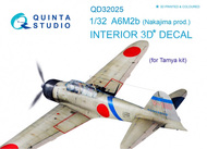 Mitsubishi A6M2b Zero (Nakajima prod.) 3D-Printed & coloured Interior on decal paper #QTSQD32025
