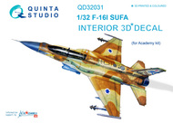  Quinta Studio  1/32 Lockheed-Martin F-16I Sufa 'Storm' 3D-Printed & coloured Interior on decal paper QTSQD32031