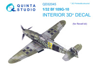  Quinta Studio  1/32 Messerschmitt Bf.109G-10 3D-Printed & coloured Interior on decal paper QTSQD32045