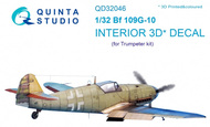  Quinta Studio  1/32 Messerschmitt Bf.109G-10 3D-Printed & coloured Interior on decal paper QTSQD32046