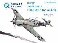  Quinta Studio  1/32 Messerschmitt Bf.109E-1 3D-Printed & coloured Interior on decal paper QTSQD32047