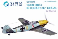 Messerschmitt Bf.109E-3 3D-Printed & coloured Interior on decal paper #QTSQD32048