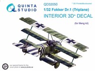  Quinta Studio  1/32 Fokker Dr.I Triplane 3D-Printed & coloured Interior on decal paper OUT OF STOCK IN US, HIGHER PRICED SOURCED IN EUROPE QTSQD32050
