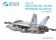  Quinta Studio  1/32 Interior 3D Decal - F-18F Super Hornet Late EA-18G Growler (TRP kit) QTSQD32100
