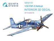 Grumman F6F-3 Hellcat 3D-Printed & coloured Interior on decal paper #QTSQD32133