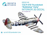  Quinta Studio  1/32 Republic P-47D Thunderbolt Bubbletop Early 3D-Printed & coloured Interior on decal paper (designed to be used with Trumpeter kits) QTSQD32148