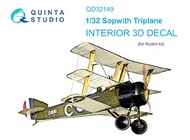  Quinta Studio  1/32 Sopwith Triplane 3D-Printed & coloured Interior on decal paper (designed to be used with Roden kits) QTSQD32149