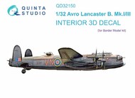  Quinta Studio  1/32 Interior 3D Decal - Lancaster B Mk.I/III (BDM kit) OUT OF STOCK IN US, HIGHER PRICED SOURCED IN EUROPE QTSQD32150