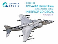  Quinta Studio  1/32 McDonnell-Douglas AV-8B Harrier II late 3D-Printed & coloured Interior on decal paper (designed to be used with Trumpeter kits) QTSQD32194