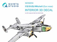  Quinta Studio  1/32 Interior 3D Decal - B-25J Mitchell Gun Nose (HKM kit) QTSQD32204
