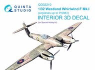  Quinta Studio  1/32 Interior 3D Decal - Whirlwind F Mk.I (up to P.6983) (SPH kit) QTSQD32210