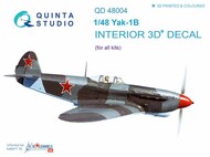  Quinta Studio  1/48 Yakovlev Yak-1B (late production) 3D-Printed & coloured Interior on decal paper QTSQD48004