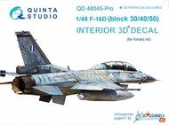  Quinta Studio  1/48 Lockheed-Martin F-16I 3D-Printed & coloured Interior on decal paper QTSQD48045