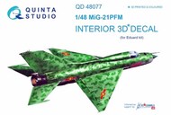  Quinta Studio  1/48 Mikoyan MiG-21PFM (emerald color panels) 3D-Printed & coloured Interior on decal paper OUT OF STOCK IN US, HIGHER PRICED SOURCED IN EUROPE QTSQD48077
