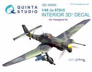  Quinta Studio  1/48 Junkers Ju.87D/G 'Stuka' 3D-Printed & coloured Interior on decal paper QTSQD48092