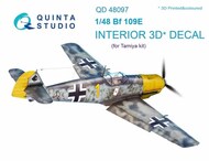 Quinta Studio  1/48 Messerschmitt Bf.109E-3/Bf.109E-4 3D-Printed & coloured Interior on decal paper OUT OF STOCK IN US, HIGHER PRICED SOURCED IN EUROPE QTSQD48097