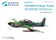  Quinta Studio  1/48 Embraer EMB-314 Super Tucano 3D-Printed & coloured Interior on decal paper QTSQD48101