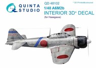  Quinta Studio  1/48 Mitsubishi A6M2 Zero 3D-Printed & coloured Interior on decal paper QTSQD48102