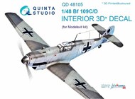  Quinta Studio  1/48 Messerschmitt Bf.109C/Bf.109D 3D-Printed & coloured Interior on decal paper QTSQD48105