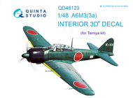  Quinta Studio  1/48 Mitsubishi A6M3 Zero 3D-Printed & coloured Interior on decal paper OUT OF STOCK IN US, HIGHER PRICED SOURCED IN EUROPE QTSQD48123