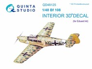  Quinta Studio  1/48 Messerschmitt Bf.108 3D-Printed & coloured Interior on decal paper OUT OF STOCK IN US, HIGHER PRICED SOURCED IN EUROPE QTSQD48125