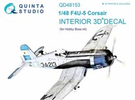  Quinta Studio  1/48 Vought F4U-5 Corsair 3D-Printed & coloured Interior on decal paper OUT OF STOCK IN US, HIGHER PRICED SOURCED IN EUROPE QTSQD48153