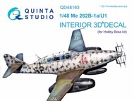 Messerschmitt Me.262B-1a/U1 3D-Printed & coloured Interior on decal paper #QTSQD48163
