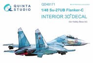  Quinta Studio  1/48 Sukhoi Su-27UB 3D-Printed & coloured Interior on decal paper QTSQD48171