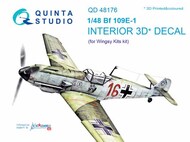  Quinta Studio  1/48 Messerschmitt Bf.109E-1 3D-Printed & coloured Interior on decal paper OUT OF STOCK IN US, HIGHER PRICED SOURCED IN EUROPE QTSQD48176